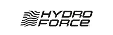 Logo for Hydro Force featuring wavy lines and bold text.
