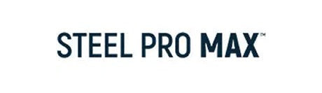 Text logo displaying 'STEEL PRO MAX' in bold, modern font on a white background.