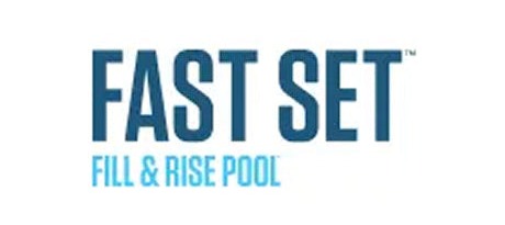 Text logo for Fast Set Fill and Rise Pool in blue on a white background.